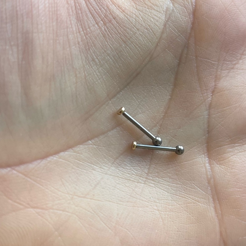 Iris Studios 14K Gold and Titanium piecing stud with push back